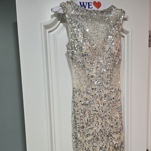 Silver sequin ball gown